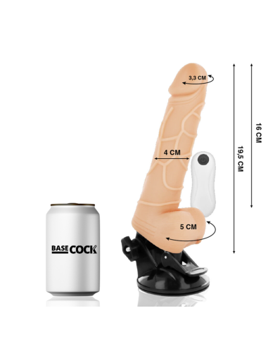 BASECOCK VIBRADOR REALISTICO CONTROL REMOTO NATURAL CON TESTICULOS 195 CM O 4 CM