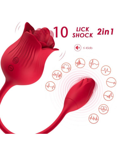 ARMONY ROSA VIBRADOR ESTIMULADOR CLITORIS CON COLA 10 MODOS ROJO